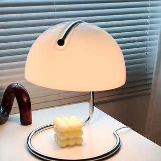 Bedroom Simple Glass Dome Shade Metal Curved Table Lamp Zawala Image - 1