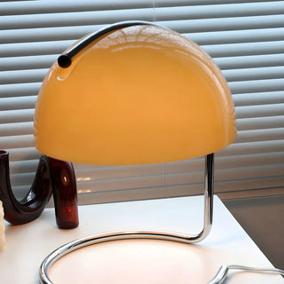 Bedroom Simple Glass Dome Shade Metal Curved Table Lamp Zawala Image - 10