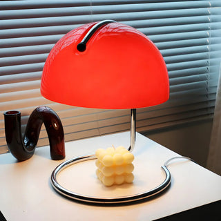 Bedroom Simple Glass Dome Shade Metal Curved Table Lamp Zawala Image - 2