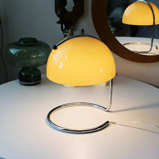 Bedroom Simple Glass Dome Shade Metal Curved Table Lamp Zawala Image - 3