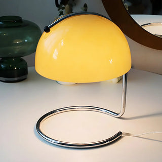 Bedroom Simple Glass Dome Shade Metal Curved Table Lamp Zawala Image - 7