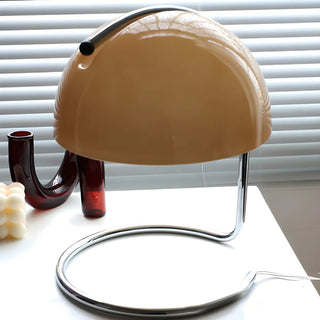 Bedroom Simple Glass Dome Shade Metal Curved Table Lamp Zawala Image - 9
