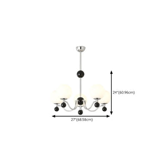 ZOWALA - Black Ball Silver Arm Globe Living Room Chandelier Image - 12