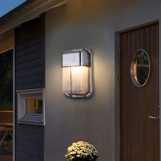 ZOWALA - Silver Simple Geometric Chrome Outdoor Glass Wall Light Image - 1