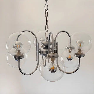 ZOWALA - Silver Clear Glass Living Room Chain Bubble Chandelier Image - 4