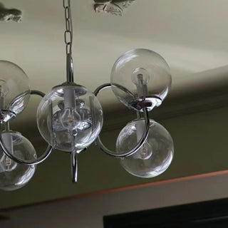 ZOWALA - Silver Clear Glass Living Room Chain Bubble Chandelier Image - 5