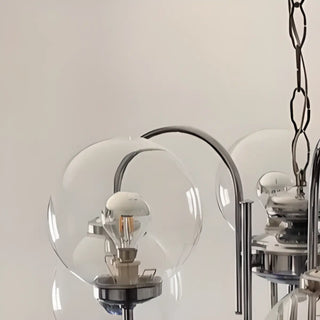 ZOWALA - Silver Clear Glass Living Room Chain Bubble Chandelier Image - 6