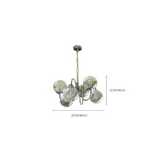 ZOWALA - Silver Clear Glass Living Room Chain Bubble Chandelier #size