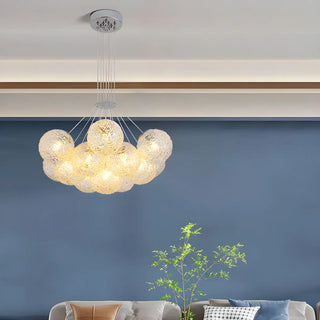ZOWALA - Water Patterned Glass Living Room Cluster Bubble Chandelier Image - 16
