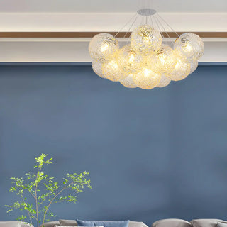 ZOWALA - Water Patterned Glass Living Room Cluster Bubble Chandelier Image - 4