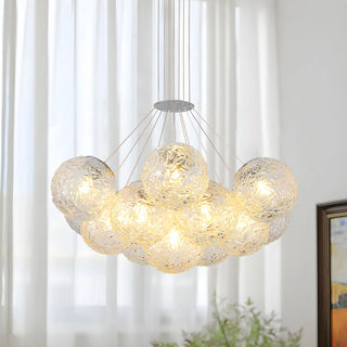 ZOWALA - Water Patterned Glass Living Room Cluster Bubble Chandelier Image - 7