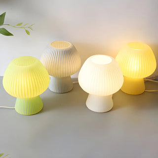 Modern Geometric Textured Glass Bedroom Table Lamp Zawala Image - 1
