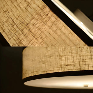 ZOWALA - Modern Round Beige Fabric Drum Dining Room Pendant Light Image - 3