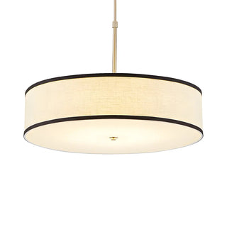 ZOWALA - Modern Round Beige Fabric Drum Dining Room Pendant Light Image - 4