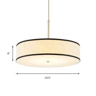 ZOWALA - Modern Round Beige Fabric Drum Dining Room Pendant Light #size
