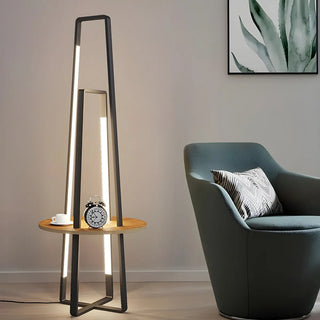 Black Metal Simple LED Geometric Shelf Floor Lamp Zawala Image - 1