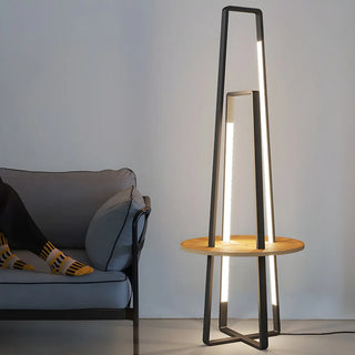 Black Metal Simple LED Geometric Shelf Floor Lamp Zawala Image - 13