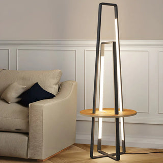 Black Metal Simple LED Geometric Shelf Floor Lamp Zawala Image - 3