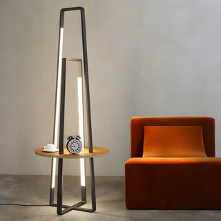 Black Metal Simple LED Geometric Shelf Floor Lamp Zawala Image - 4
