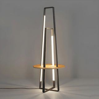 Black Metal Simple LED Geometric Shelf Floor Lamp Zawala Image - 6