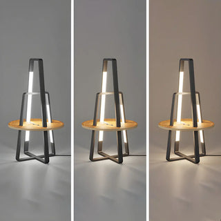Black Metal Simple LED Geometric Shelf Floor Lamp Zawala Image - 7