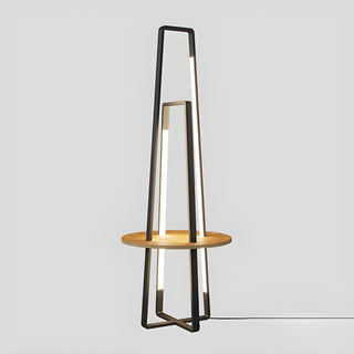 Black Metal Simple LED Geometric Shelf Floor Lamp Zawala Image - 9