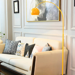 Adjustable Height Simple Yellow Dome Metal Floor Lamp Zawala Image - 6