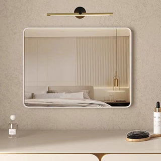 Simple Circular Backplate Gold Linear Vanity Light Zawala Image - 2
