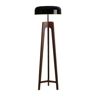 Simple Black Dome Shade Wooden Tripod Floor Lamp Zawala Image - 12