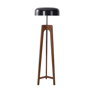 Simple Black Dome Shade Wooden Tripod Floor Lamp Zawala Image - 6