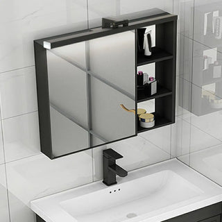 Black Modern Rectangular LED Mirror Vanity Light Zawala Image - 2