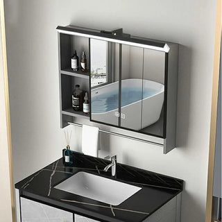 Black Modern Rectangular LED Mirror Vanity Light Zawala Image - 3