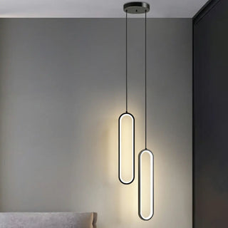ZOWALA - Modern Black Bedroom Oval Round Hanging Pendant Light Image - 1