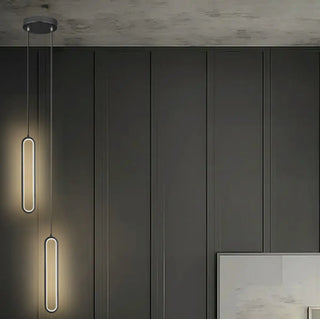 ZOWALA - Modern Black Bedroom Oval Round Hanging Pendant Light Image - 10