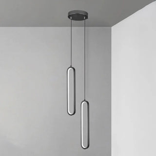 ZOWALA - Modern Black Bedroom Oval Round Hanging Pendant Light Image - 12