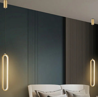 ZOWALA - Modern Black Bedroom Oval Round Hanging Pendant Light Image - 2