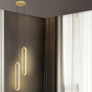 ZOWALA - Modern Black Bedroom Oval Round Hanging Pendant Light Image - 9