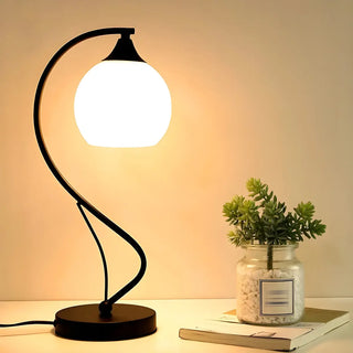Elegant Frosted Glass Shade Arc Metal Base Table Lamp Zawala Image - 1