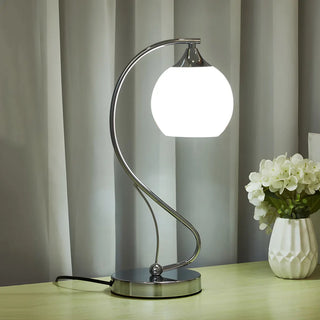 Elegant Frosted Glass Shade Arc Metal Base Table Lamp Zawala Image - 10