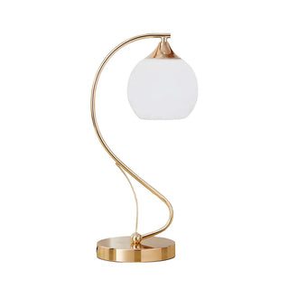 Elegant Frosted Glass Shade Arc Metal Base Table Lamp Zawala Image - 15