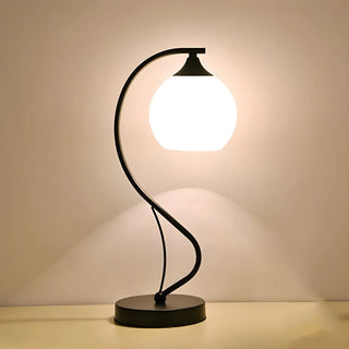 Elegant Frosted Glass Shade Arc Metal Base Table Lamp Zawala Image - 2