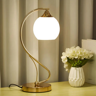 Elegant Frosted Glass Shade Arc Metal Base Table Lamp Zawala Image - 3