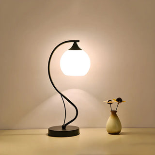 Elegant Frosted Glass Shade Arc Metal Base Table Lamp Zawala Image - 4