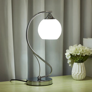 Elegant Frosted Glass Shade Arc Metal Base Table Lamp Zawala Image - 5