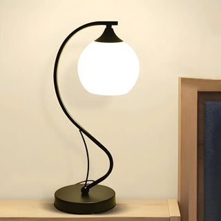 Elegant Frosted Glass Shade Arc Metal Base Table Lamp Zawala Image - 6