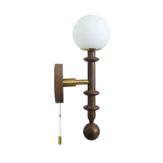 Industrial White Globe Black Pull Chain Wall Light Zawala Image - 5