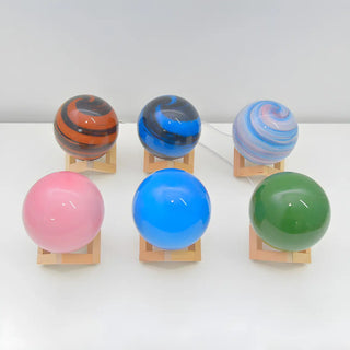 Modern Glass Moon Globe Wooden Base Decor Table Lamp Zawala Image - 11