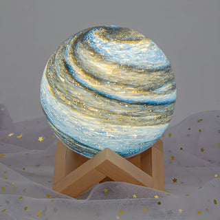 Modern Glass Moon Globe Wooden Base Decor Table Lamp Zawala Image - 13