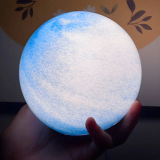 Modern Glass Moon Globe Wooden Base Decor Table Lamp Zawala Image - 14
