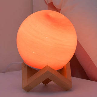 Modern Glass Moon Globe Wooden Base Decor Table Lamp Zawala Image - 16